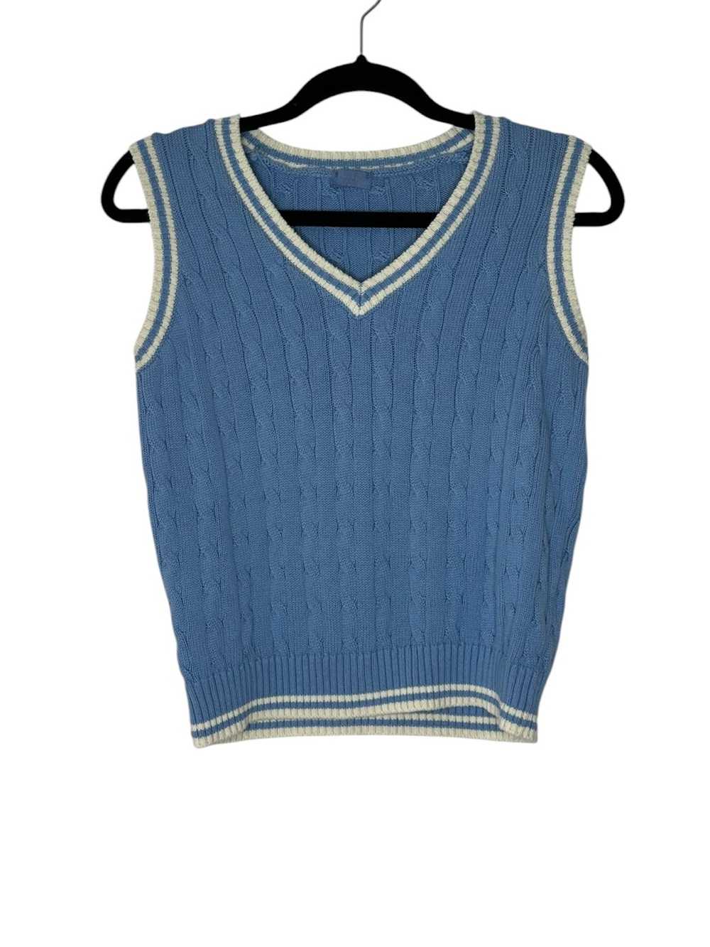 John Galt Cable Knit Sweater Vest Preppy Collegiate Style Blue